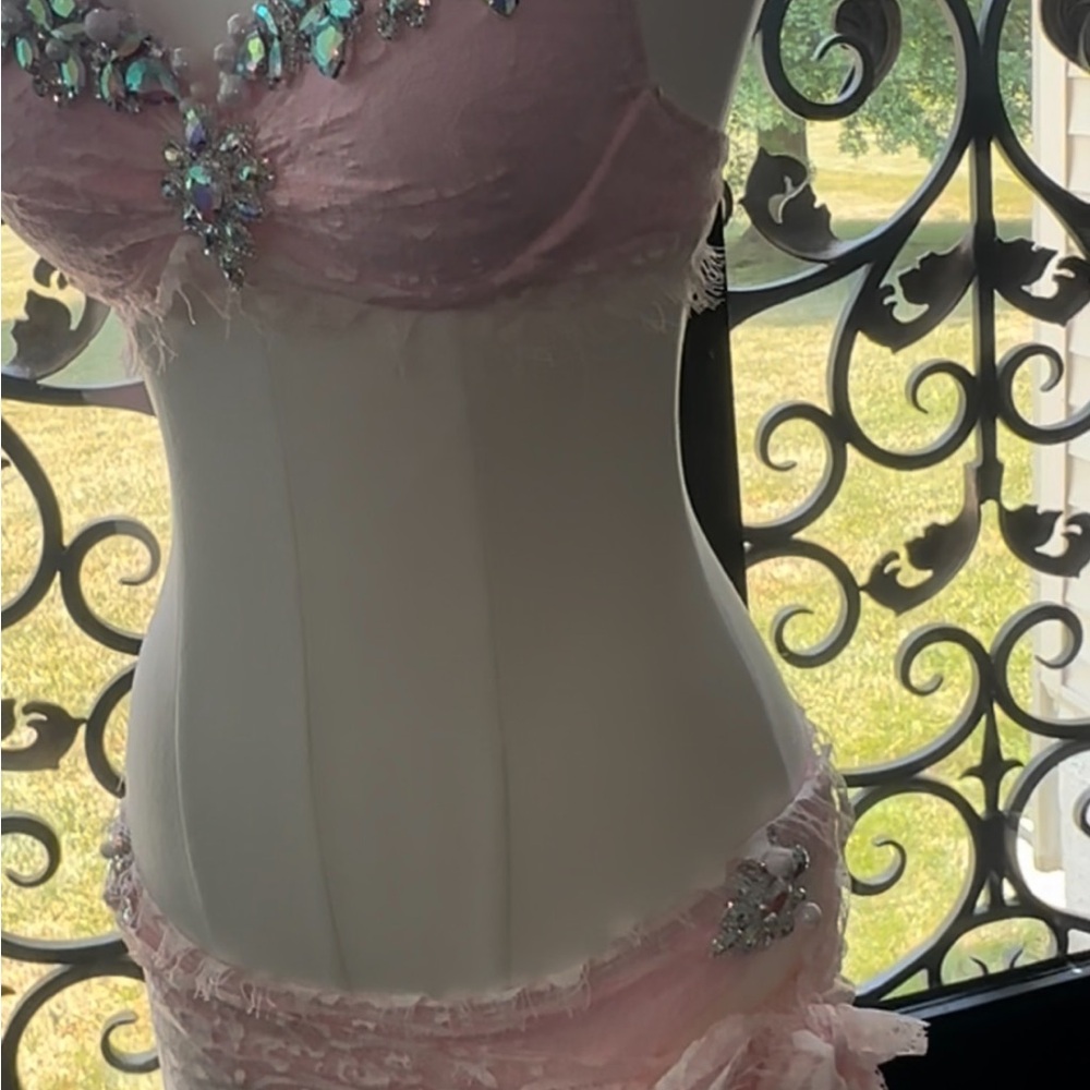 Elegant Pink Embellished bikini